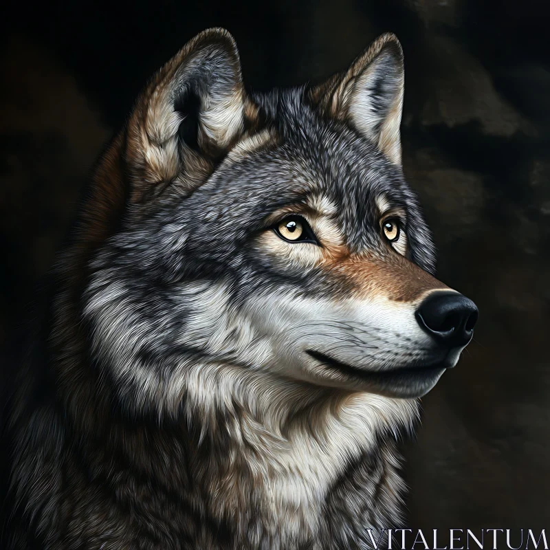 AI ART Detailed Wolf Illustration - Wildlife Art