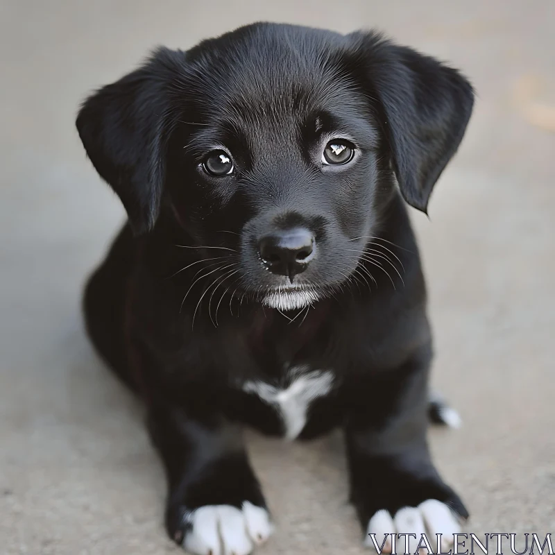 Cute Black Puppy with White Markings AI Image