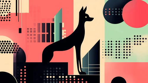 Geometric Dog in Abstract Design