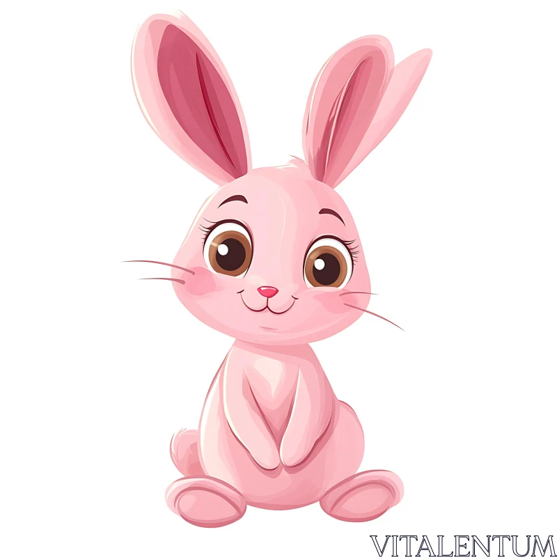 Charming Cartoon Bunny in Pink Tones AI Image