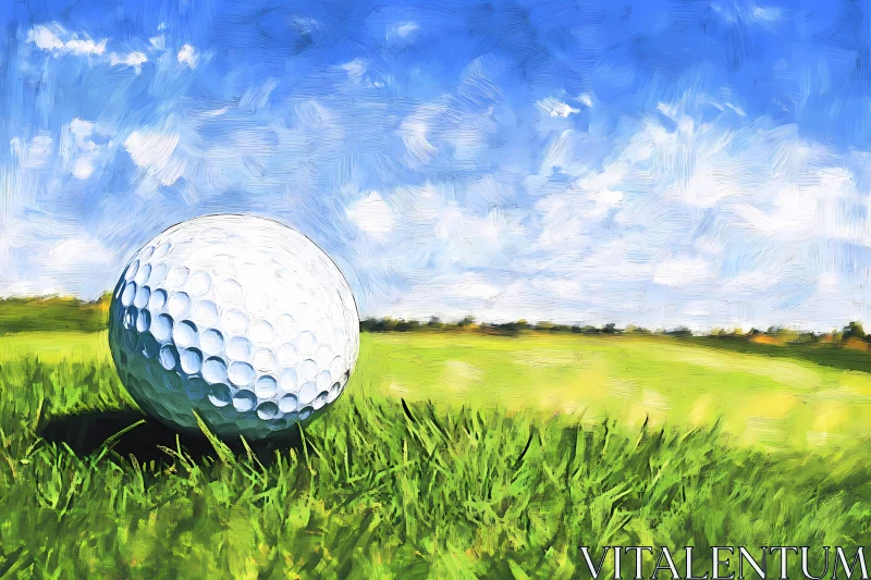 AI ART Artistic Golf Ball on a Sunny Day , AI