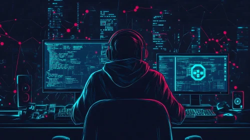 Cyberpunk Coder in Neon Glow