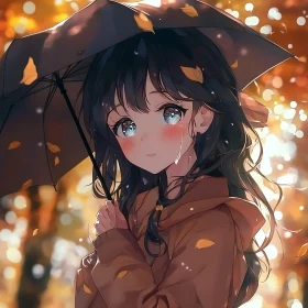 Autumn Anime Girl with Emotional Expression