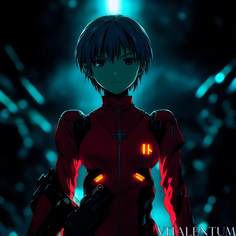 Sci-Fi Anime Character in Neon Environment AI Image