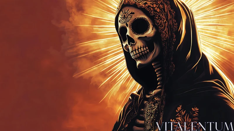 AI ART Grim Reaper with Floral Patterns Illustration