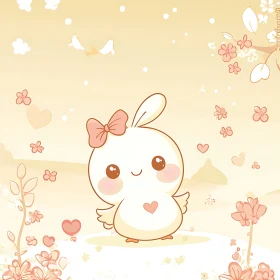 Cute Rabbit with Floral Accents