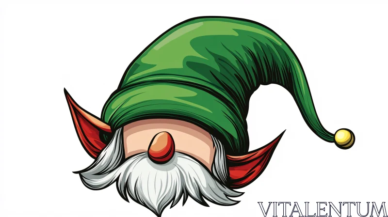 Festive Elf Character with Green Hat AI Image