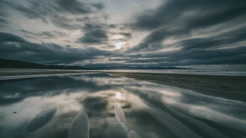 Tranquil Seaside Landscape with Cloud Reflections