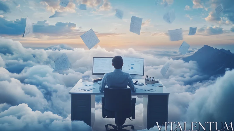 AI ART Surreal Office Above the Sky