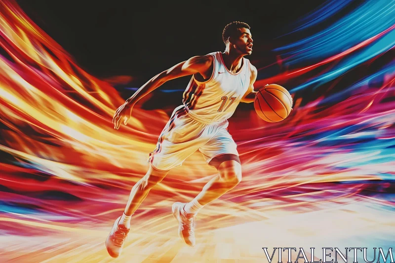 Dynamic Action Shot of a Basketball Player in Motion AI Generated Image AI Image