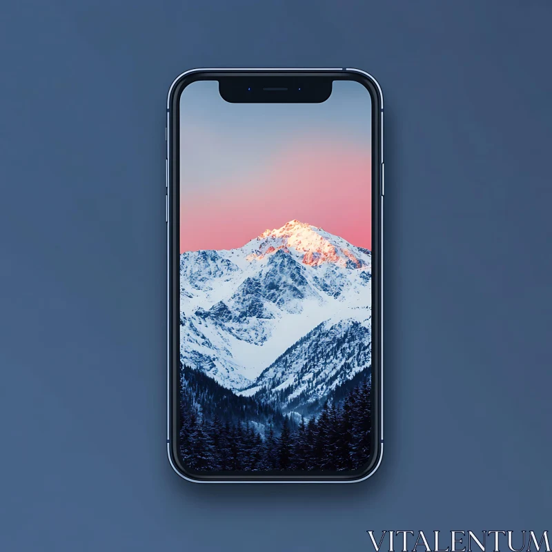 Winter Mountain View on Mobile AI Image