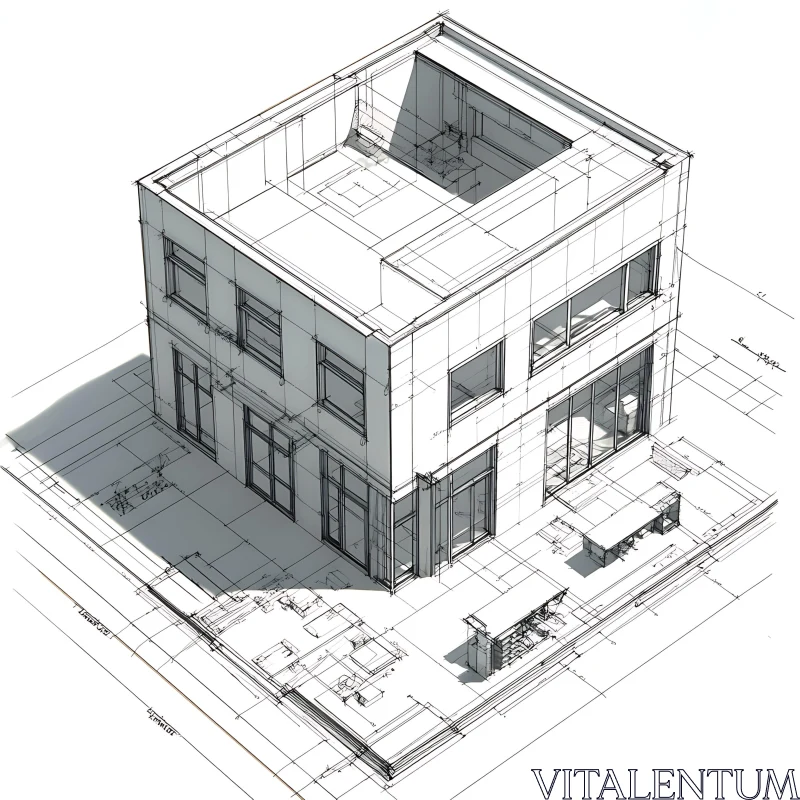 AI ART Modern Two-Story House 3D Blueprint