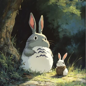 Whimsical Forest Friends: Anime Rabbit Duo