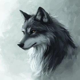 Monochrome Wolf with Golden Eyes