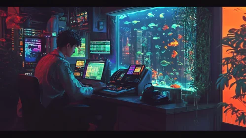 Tech Station with Aquatic Ambiance