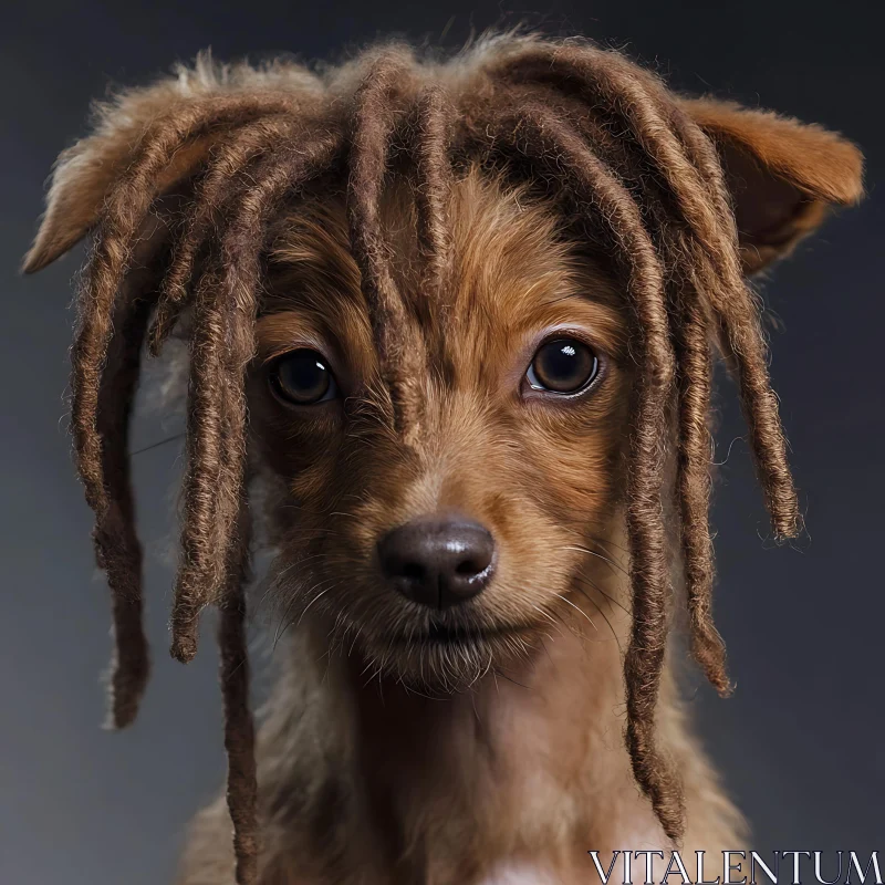 AI ART Puppy with Dreadlocks Fur