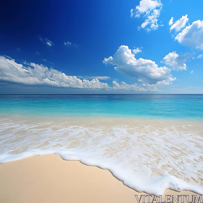 AI ART Coastal Serenity: Beach and Sky