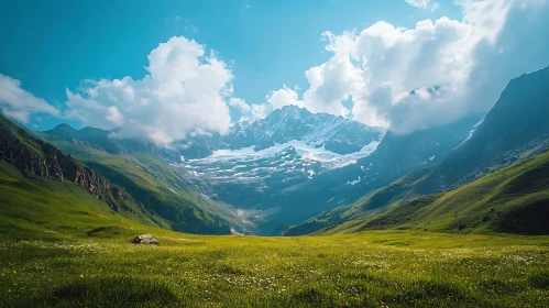 Scenic Mountain View with Meadow