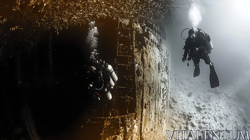 AI ART Underwater Exploration of Shipwreck with Divers