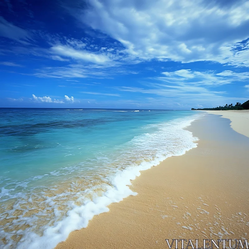 AI ART Coastal Serenity: Waves on a Sunny Beach