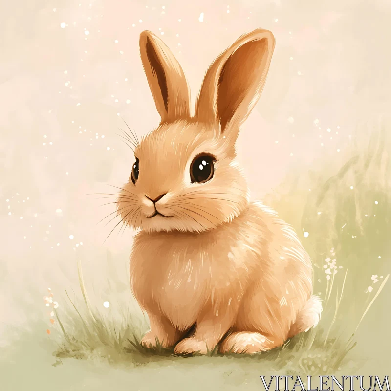 Watercolor Bunny Art AI Image