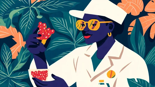 Woman in Lab Coat with Berries