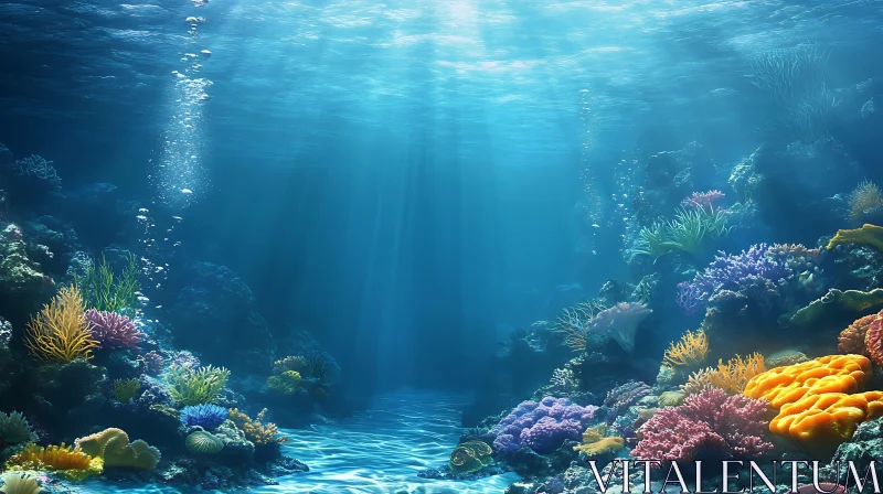 AI ART Underwater Coral Garden with Sunlight