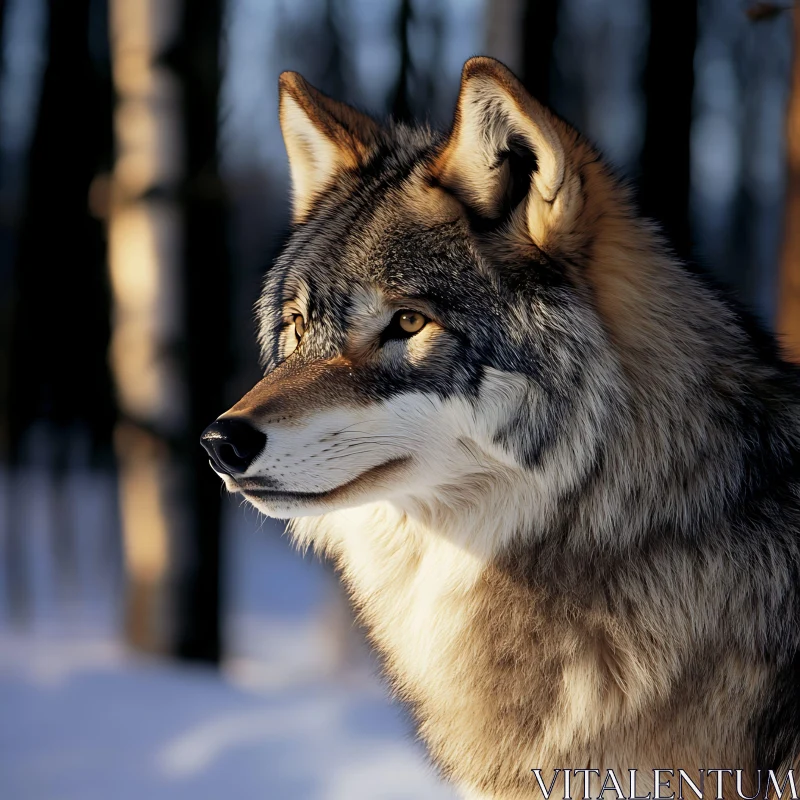 AI ART Winter Wolf Close-Up