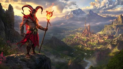 Fantasy Landscape with a Demon