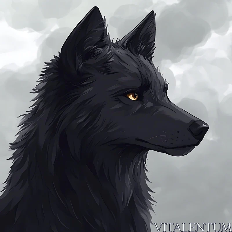 AI ART Shadow Wolf Gaze Artwork