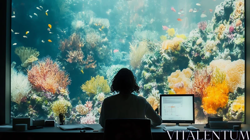 Underwater Office: Coral Reef Design AI Image