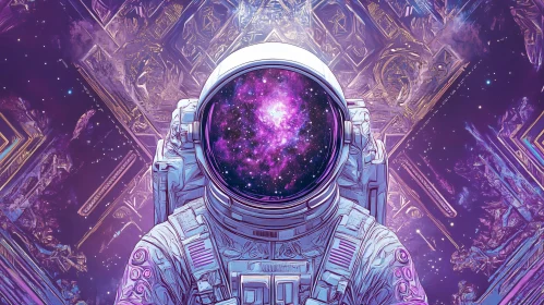 Astronaut in a Surreal Galactic Environment