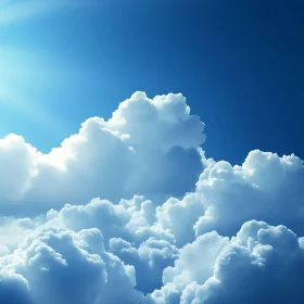 Fluffy Clouds in a Deep Blue Sky