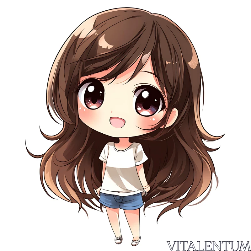 Cute Chibi Girl Illustration in Anime Style AI Image