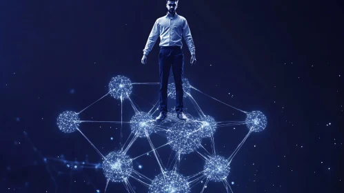 Person on Interconnected Digital Nodes