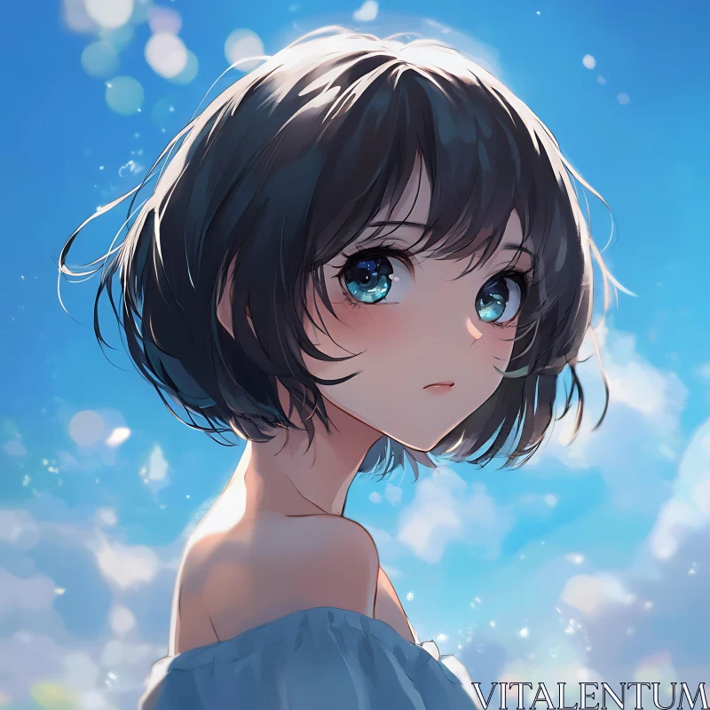 AI ART Serene Anime Girl with Blue Eyes