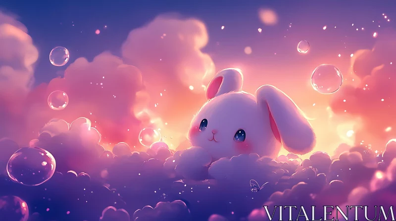 Whimsical Bunny Cloudscape AI Image