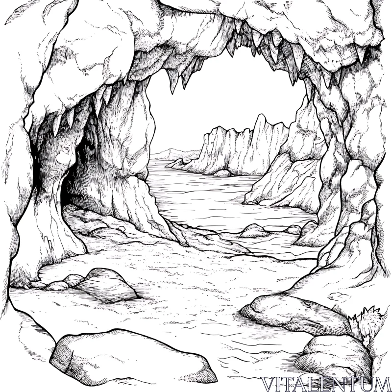 AI ART Cave Entrance to the Sea