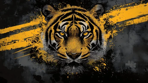 Striking Tiger in Yellow and Black