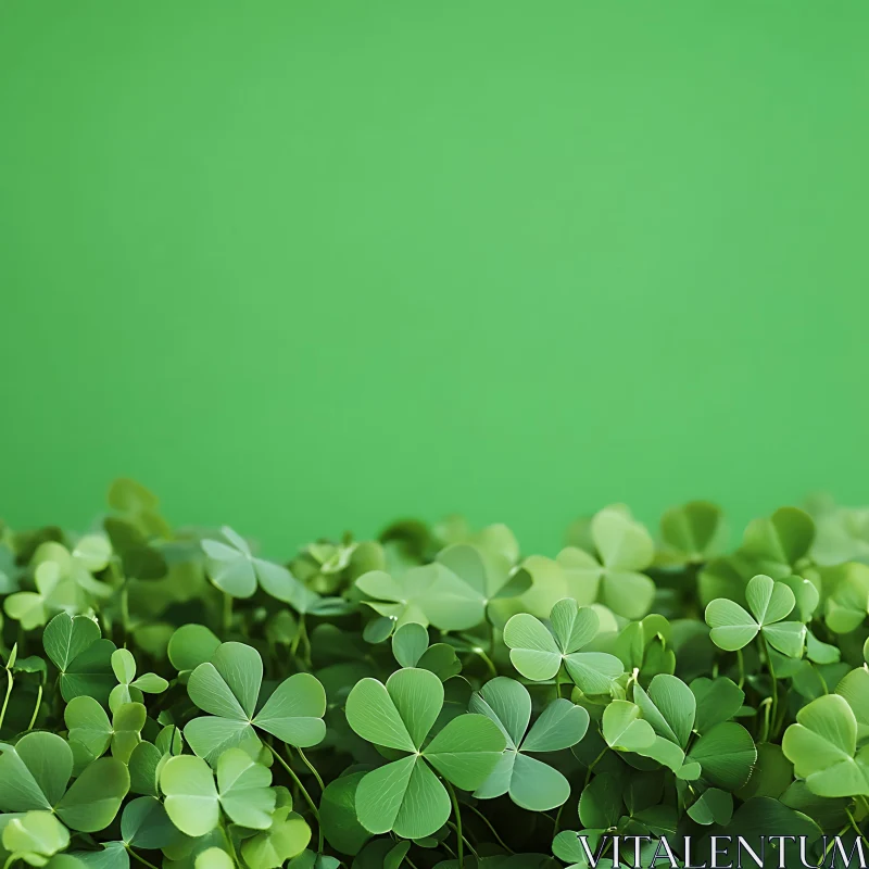 AI ART Shamrock Field, Green Background