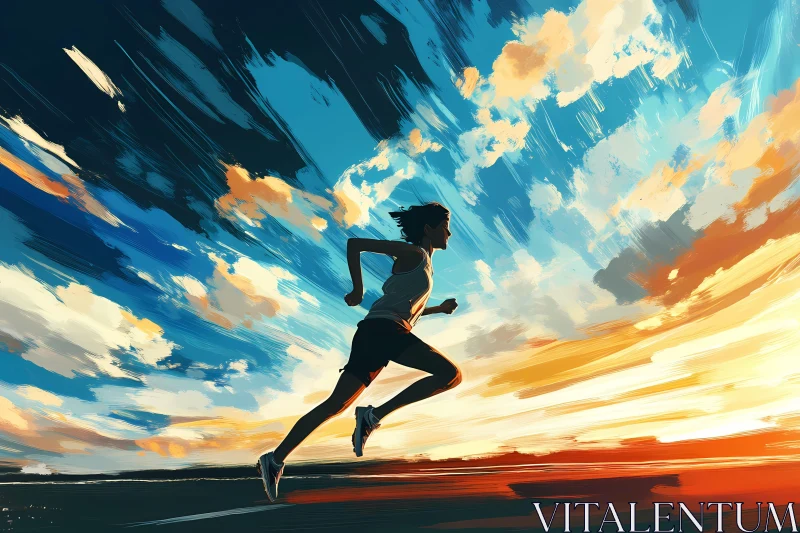 AI ART Inspiring Silhouette of a Runner at Sunset