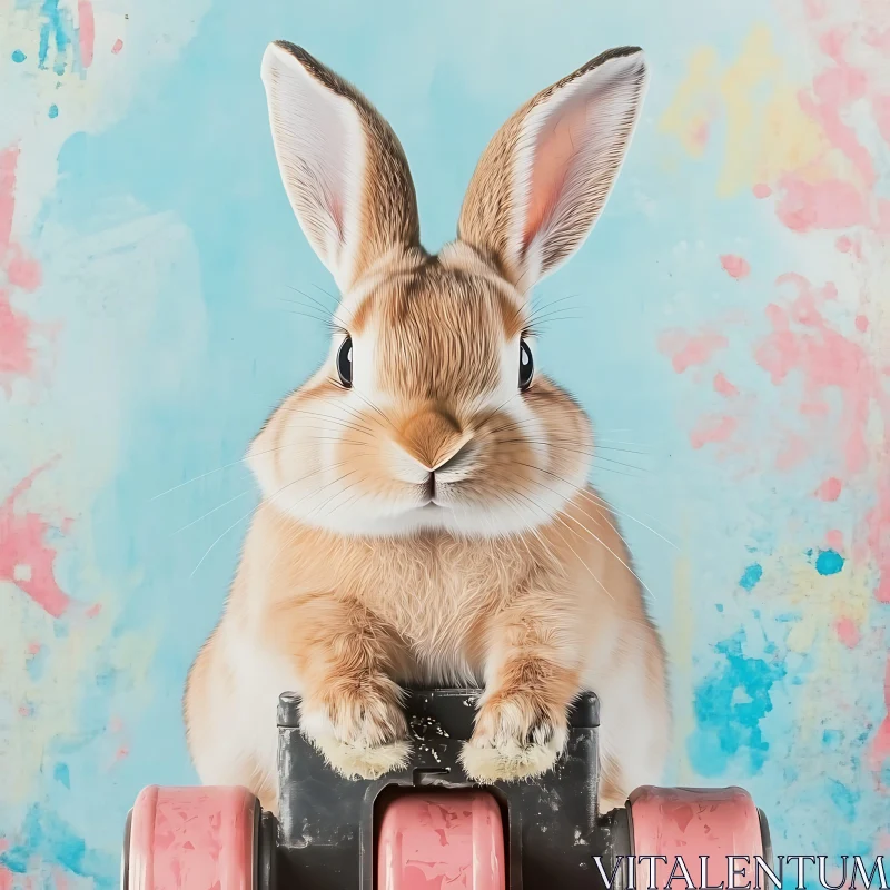 AI ART Charming Bunny on Wheels