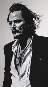 Johnny Depp's Evocative Black and White Portrait