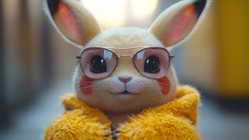 Charming Pikachu Portrait with Glasses