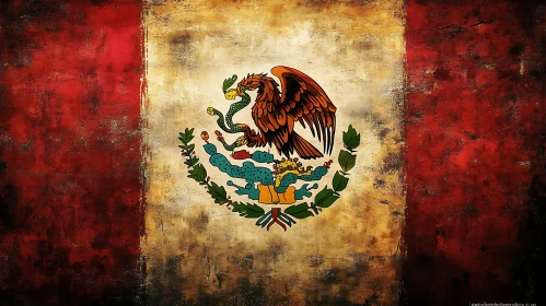 Distressed Mexican Flag Emblem Artwork