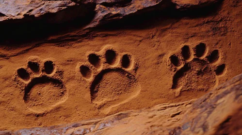 Sandy Paw Prints of a Wild Animal