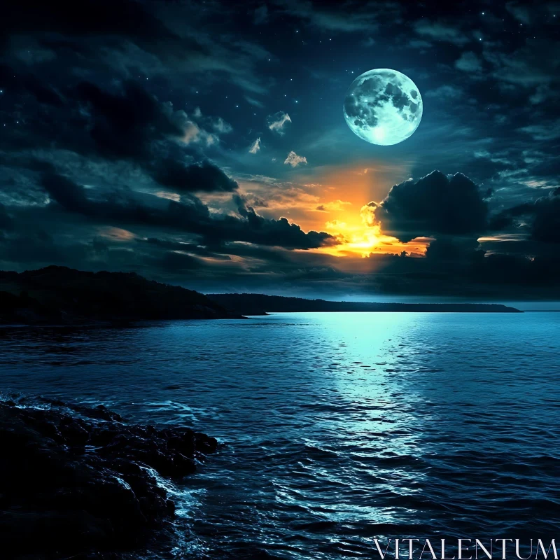 AI ART Serene Moonlight Reflection on the Sea