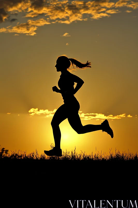 Inspirational Running Silhouette at Sunset AI Image