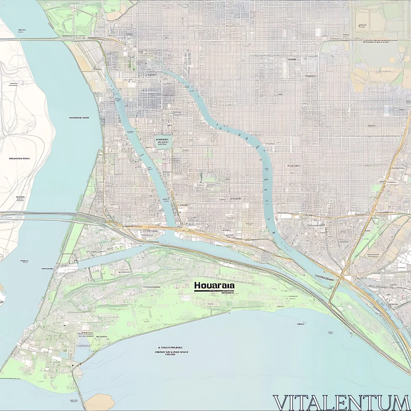 Intricately Designed City Map with Urban Planning AI Image