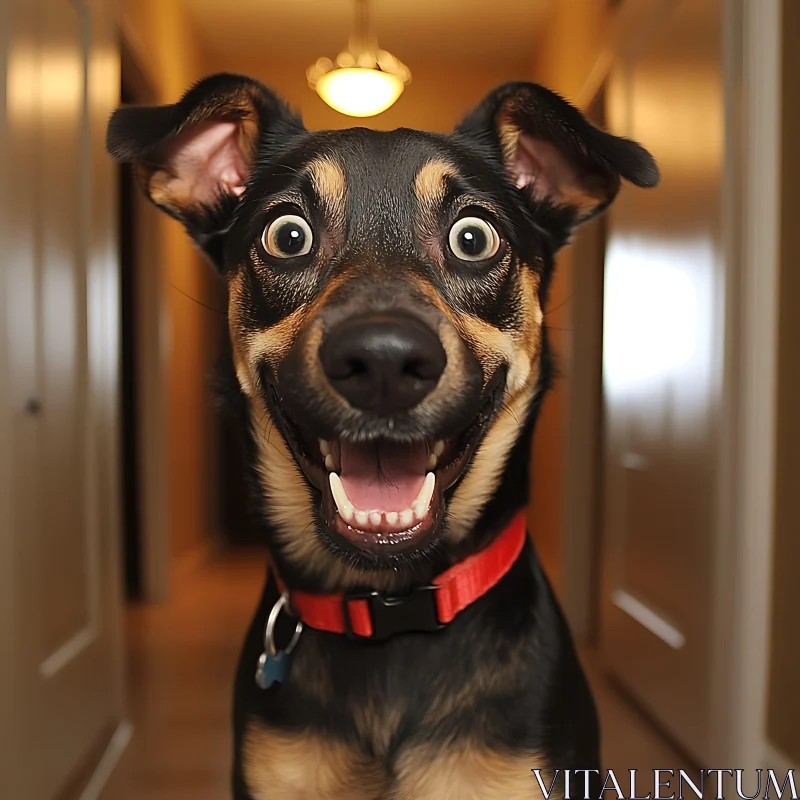 Cheerful Dog Portrait Indoors AI Image